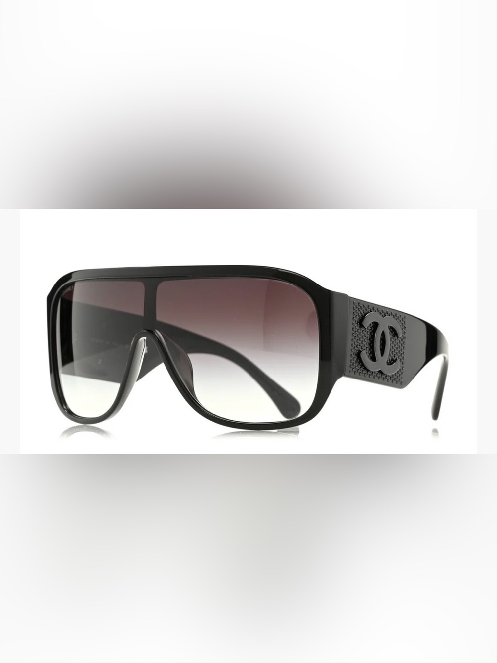 CHANEL Black Frame Sunglasses with Gradient Smoke Lenses